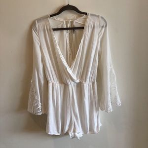 White long-sleeve romper